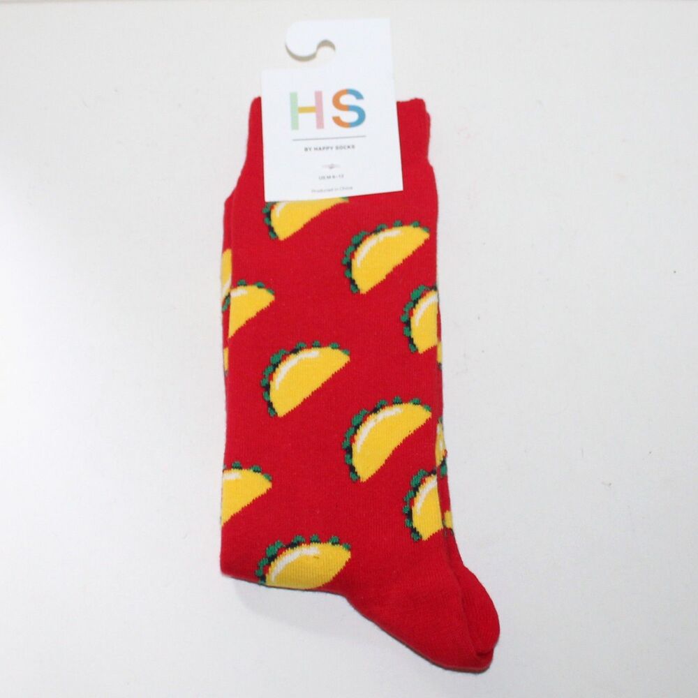 Happy Socks TACO red unisex M US 8 - 12 NEW fun food